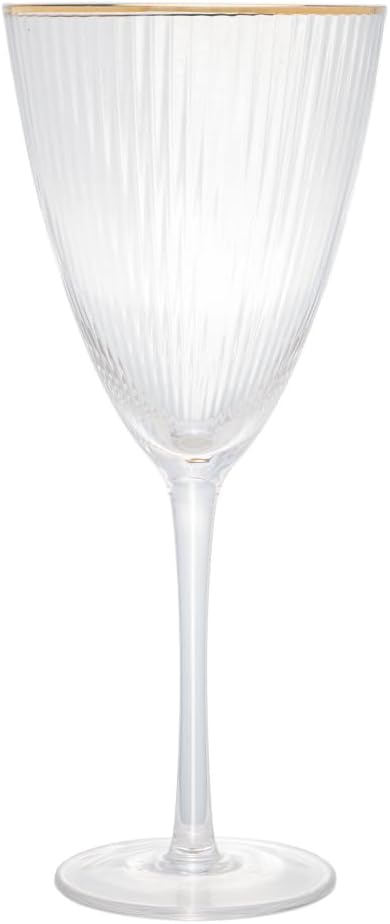 Conjunto de 2 Taças de Vidro Wolff  para Vinho com Borda Dourada Lines 400ml