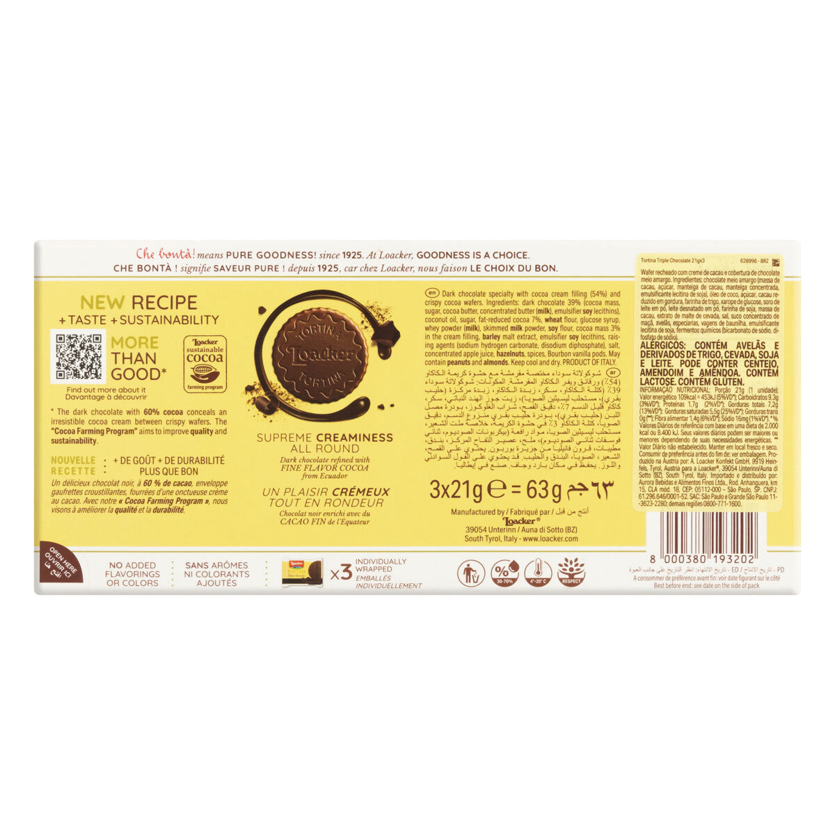 Biscoito Tortina Triple Chocolate LOACKER 63g