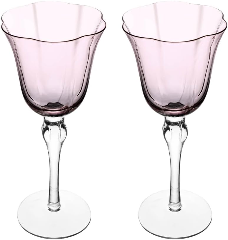 Conjunto de 2 Taças Wolff Rosa e Cinza em Vidro para Vinho Lily 250ml