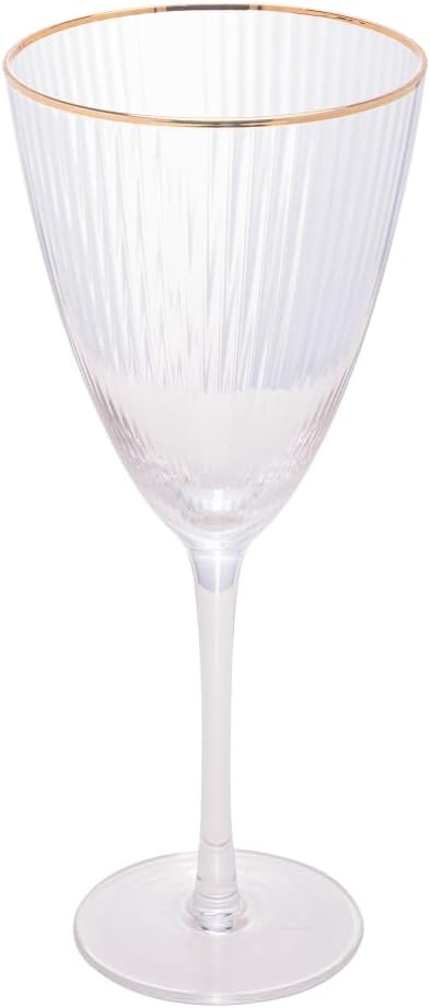 Conjunto de 2 Taças de Vidro Wolff  para Vinho com Borda Dourada Lines 400ml