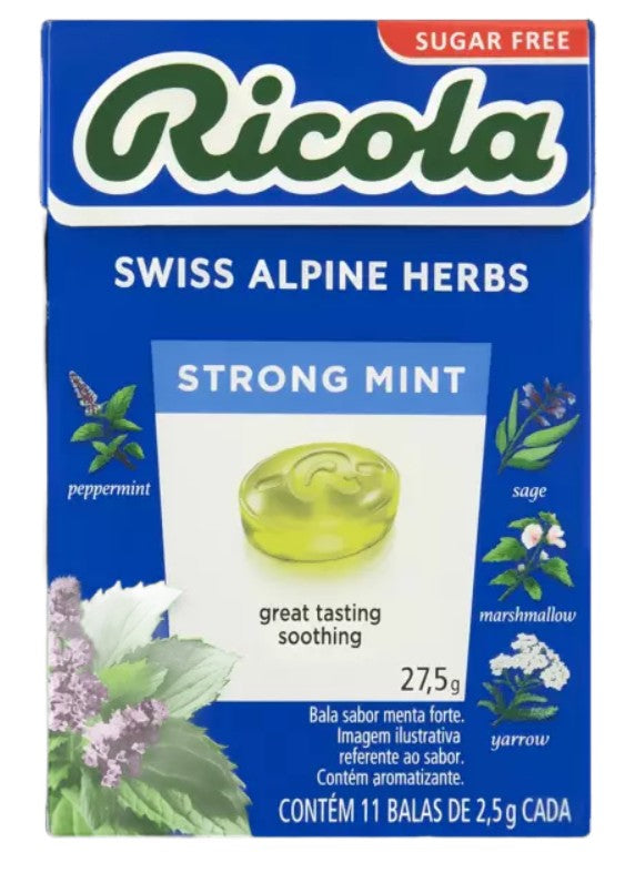 Bala Suíça Ricola Sugar Free Strong Mint 27,5g