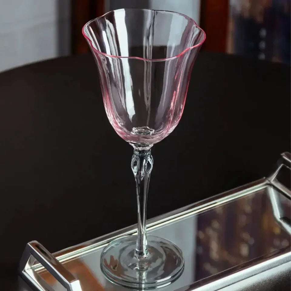 Conjunto de 2 Taças Wolff Rosa e Cinza em Vidro para Vinho Lily 250ml