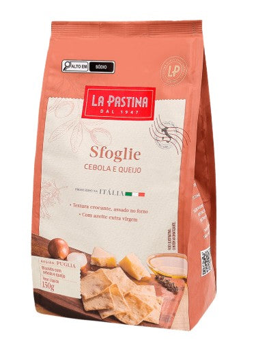 Biscoito Crocante Sfoglie Italiano La Pastina Cebola e Queijo 150g