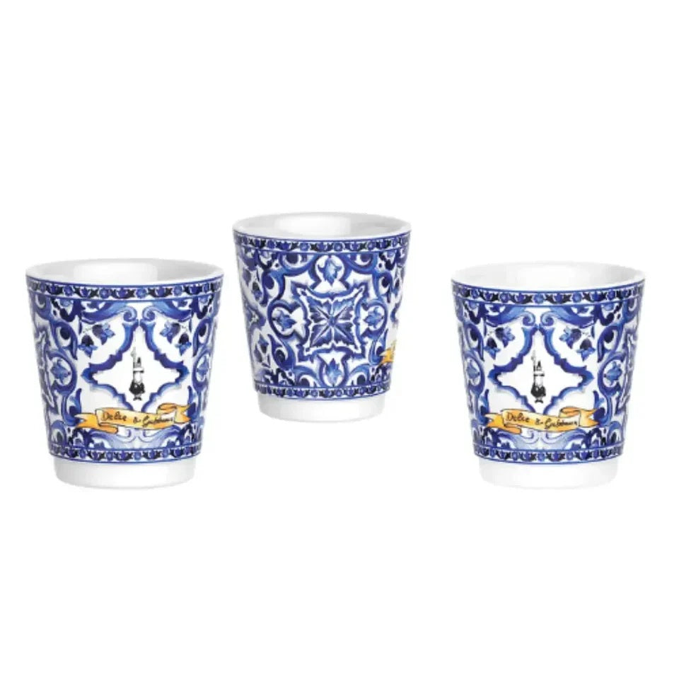Kit Moka e Acessórios Dolce & Gabbana Bialetti Azul 3 xicaras