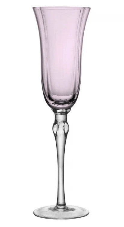 Conjunto de 2 Taças Wolff para Champagne Rosa e Cinza em Vidro Lily 200ml