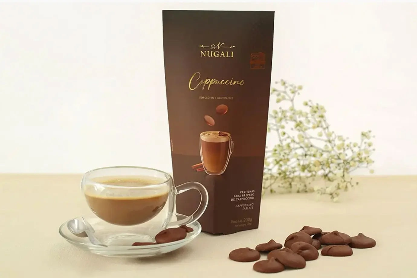 Pastilha Para Chocolate Quente Nugali para Cappuccino 63% Cacau 100g