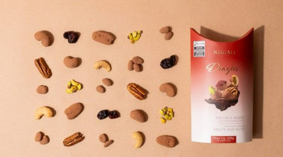 Chocolate Brasileiro Dragee Nugali Frutas e Nozes Ao Leite 100g