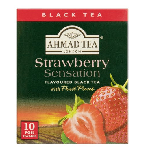 Chá Preto Britânico "Ahmad Tea London" Strawberry Sensation Caixa 20g 10 Unidades